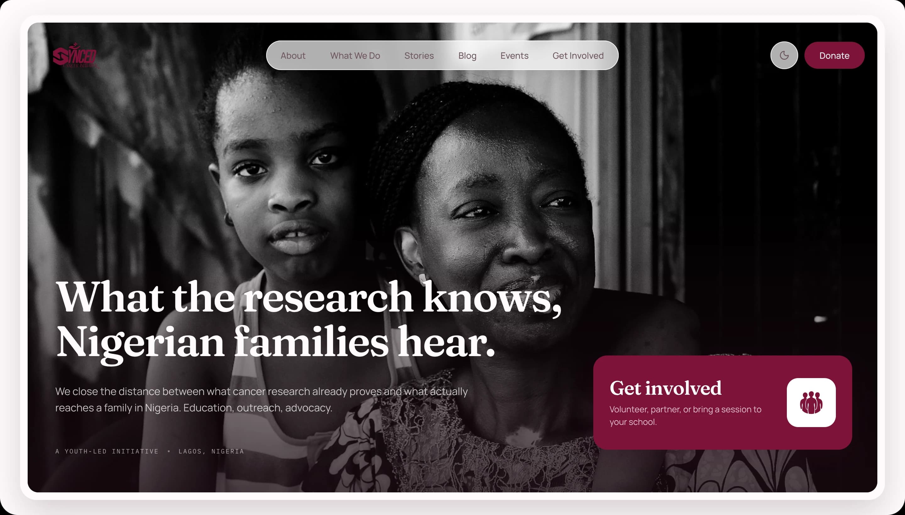 The Synced Cancer homepage hero