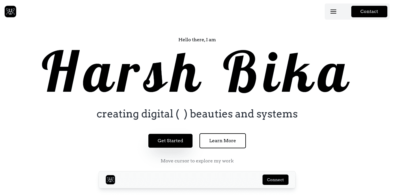 Harsh Bika portfolio homepage