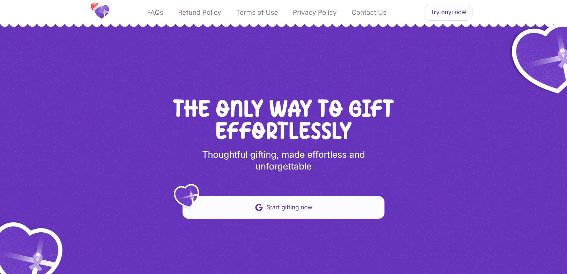Onyi landing page